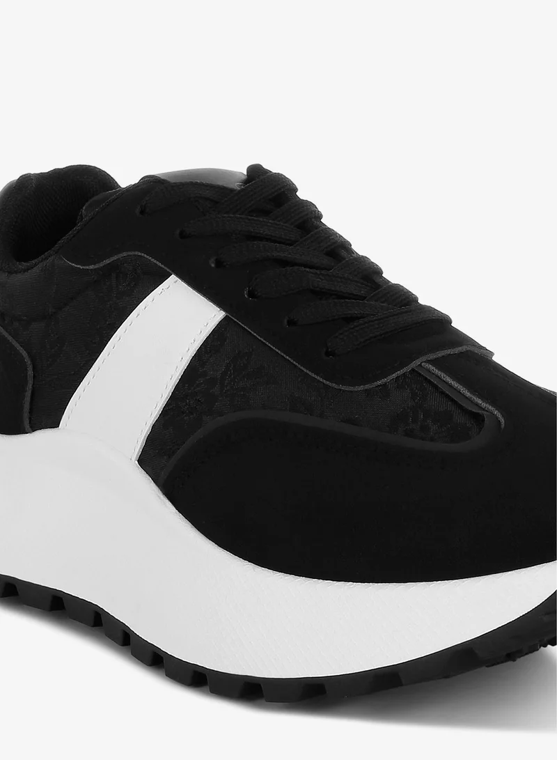 London Rag Black Chunky Anti-Skid Lace-Up Sneakers in Black for Women | Best Price UAE