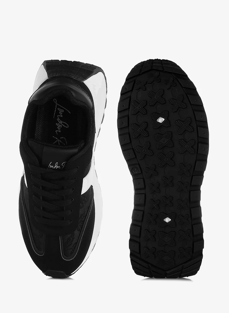 London Rag Black Chunky Anti-Skid Lace-Up Sneakers in Black for Women | Best Price UAE