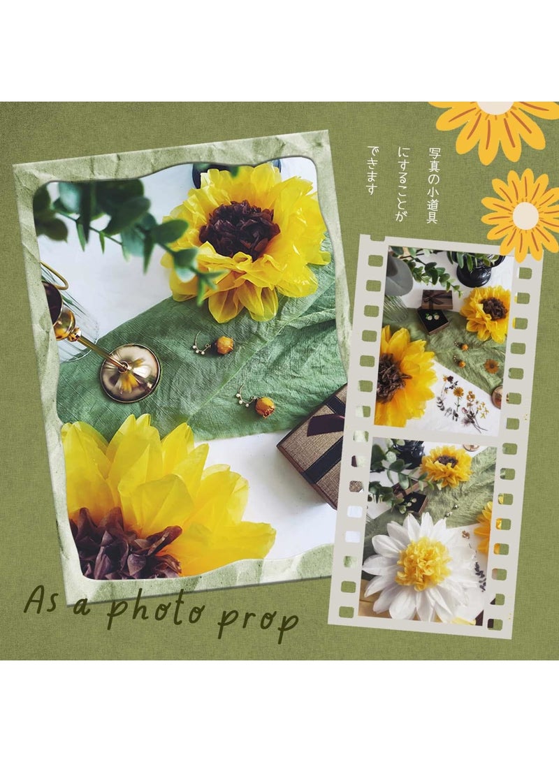 SYOSI 12Pcs Sunflower Daisy Tissue Paper Pom Poms Flowers for Party Decorations - 12" & 8" Yellow, Brown, White, Boho Rustic Bridal Baby Shower Birthday Wedding Ceiling Décor - Image 4