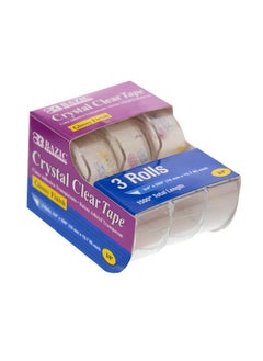 Bazic Crystal Clear Tape W/Dispenser 3/4" X 500", Transparent Stationery Tapes Glossy Finish Refills Rolls, Arts Craft Gift Wrapping (3/Pack), 1-Pack