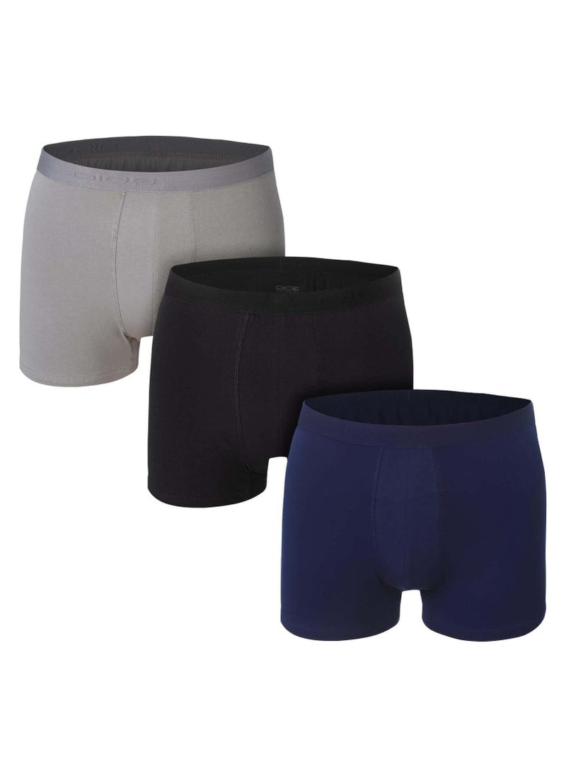 DICE - Pack of 3 Plain Cotton Boxer Underwear for Men - Image 1