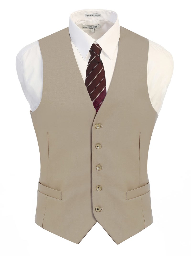 Gioberti Men's Formal Suit Vest Fit for Business or Casual Dress, Beige, 2X-Large - Image 2