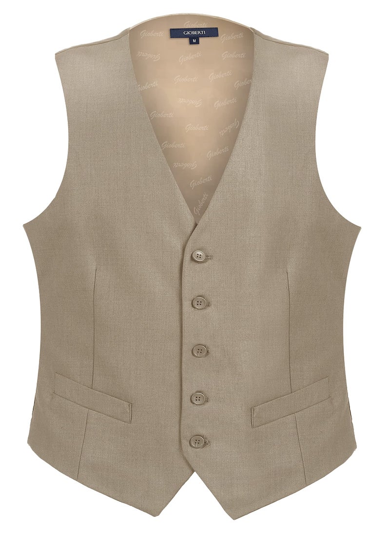 Gioberti Men's Formal Suit Vest Fit for Business or Casual Dress, Beige, 2X-Large - Image 1