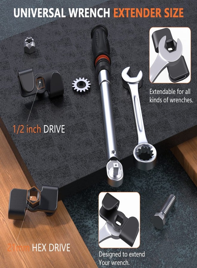 Anblak Universal Wrench Extender Adaptor for 1/2 Inch Drive Breaker Bars Or 21 mm Hex Drive, Wrench Extension, Wrench Extender Tool for Mechanics Garage Tradesman Handyman - Image 2