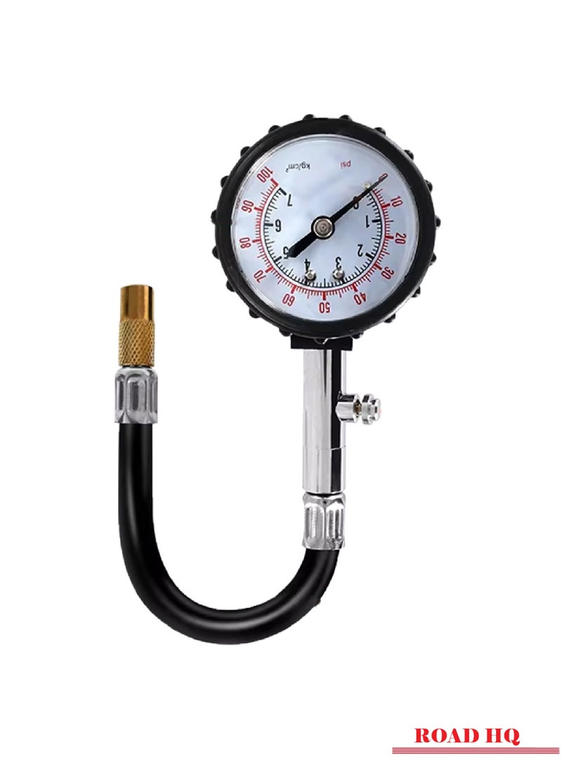 ROAD HQ مقياس ضغط الإطارات 100 psi مقياس إطارات دقيق ثقيل للسيارات والشاحنات وسيارات الدفع الرباعي والدراجات النارية - Image 1
