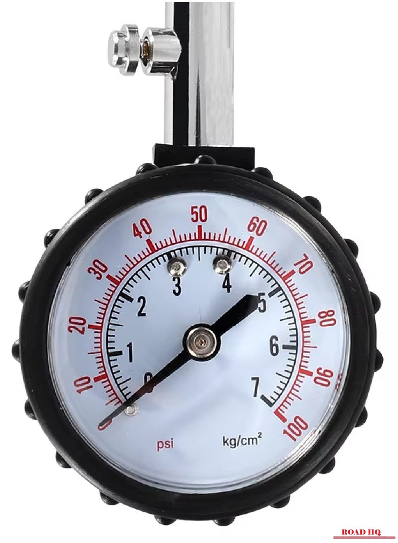 ROAD HQ مقياس ضغط الإطارات 100 psi مقياس إطارات دقيق ثقيل للسيارات والشاحنات وسيارات الدفع الرباعي والدراجات النارية - Image 4