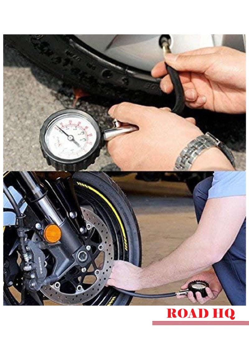 ROAD HQ مقياس ضغط الإطارات 100 psi مقياس إطارات دقيق ثقيل للسيارات والشاحنات وسيارات الدفع الرباعي والدراجات النارية - Image 5