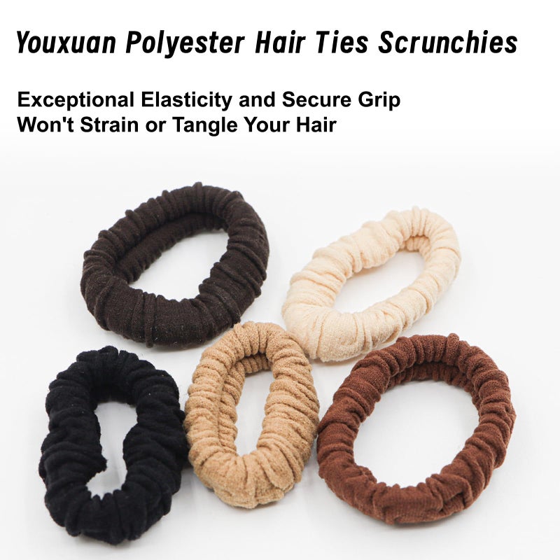 Youxuan No Damage Soft Polyester Hair Ties, No Tug Scrunchies Hair Bands with Strong Elasticity - Image 4