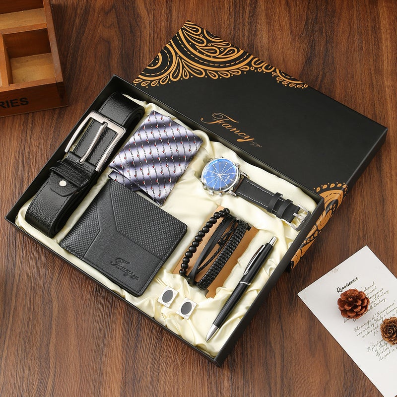 Gift Sets for Men: Business Watch, Wallet, Tie, and Leather Belt, birthday  gift