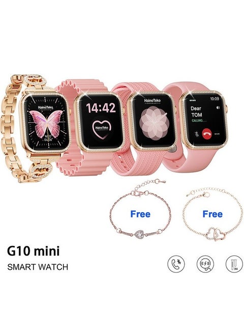 Generic G10 Mini Smart Watch With 4 Pair Strap And 2 Bracelet Free Real Amoled Display
