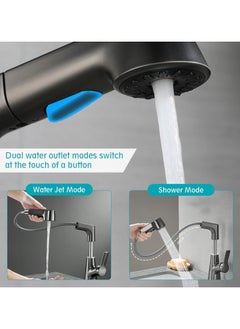XiuWoo Stainless Steel Pull Down Bathroom Faucets with 3 Spray Patterns and Telescopic Lever, Water Saving Sink Tap, Bathroom Faucet, Kitchen Lift Up and Down Faucet  - Image 4