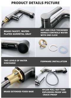 XiuWoo Stainless Steel Pull Down Bathroom Faucets with 3 Spray Patterns and Telescopic Lever, Water Saving Sink Tap, Bathroom Faucet, Kitchen Lift Up and Down Faucet  - Image 5