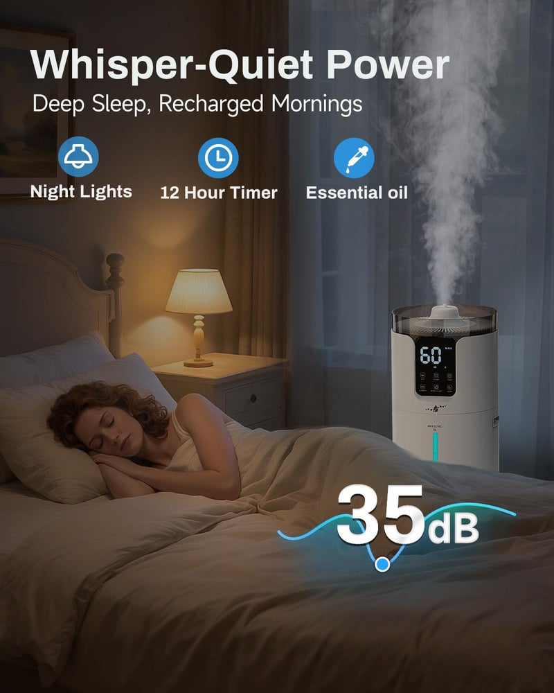Lacidoll 16L Smart Humidifier large room, Whole house Humidifier for Home 1500 sq.ft with APP/Voice/Remote Control, Ultrasonic Cool Mist Humidifiers for Bedroom, Plants, office with Tube, White - Image 5