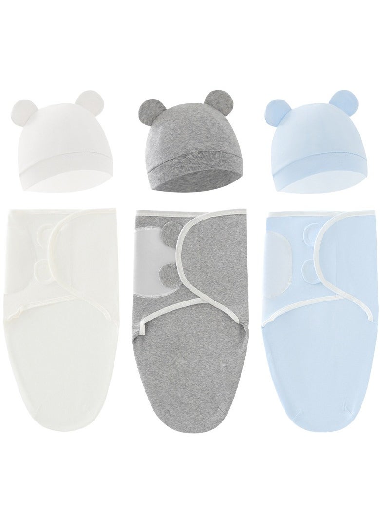 XiuWoo - Preemie Swaddle Blanket Wrap with Hat Set Cotton Baby Swaddle Wrap Hat Set for Preemie Newborn Boys Girls - Image 1