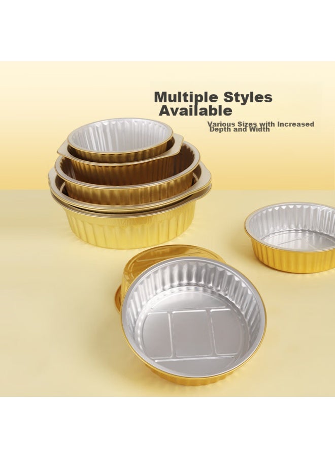 Faxilon Outdoor Aluminum Foil Disposable Hot Pot Set Takeout Box Round Picnic Box 4000ml 5pcs With Lid - Image 2