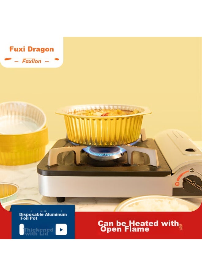 Faxilon Outdoor Aluminum Foil Disposable Hot Pot Set Takeout Box Round Picnic Box 4000ml 5pcs With Lid - Image 1