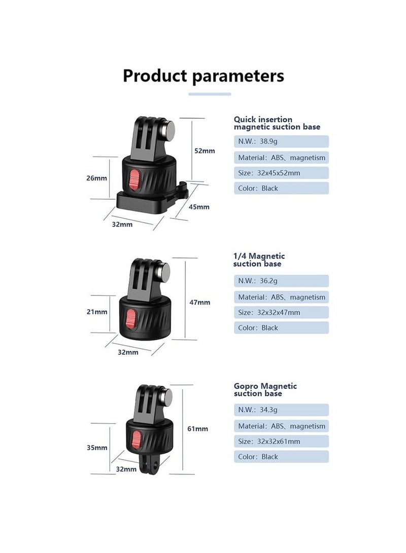 Magnetic Suction Adapter Tripod Adapter Quick Release Base Mount Action Camera Accessories Screws Free with Magnetic Base Compatible with 11/10/9/8/7 Insta 360 AKASO DJI Action - Image 5