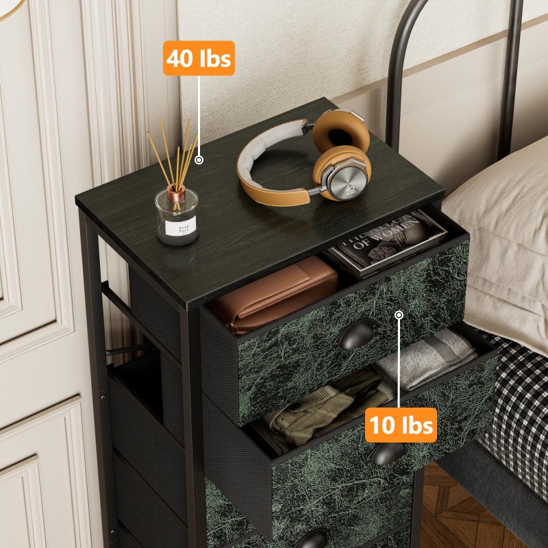 Furnulem Vertical Dresser for Bedroom,Tall Storage Tower Unit and Chest with 6 Drawers,Vintage Green Nightstand Furniture with Fabric Drawer Organizer in Dorm, Living Room,Closet,Entryway,Hallyway - Image 2