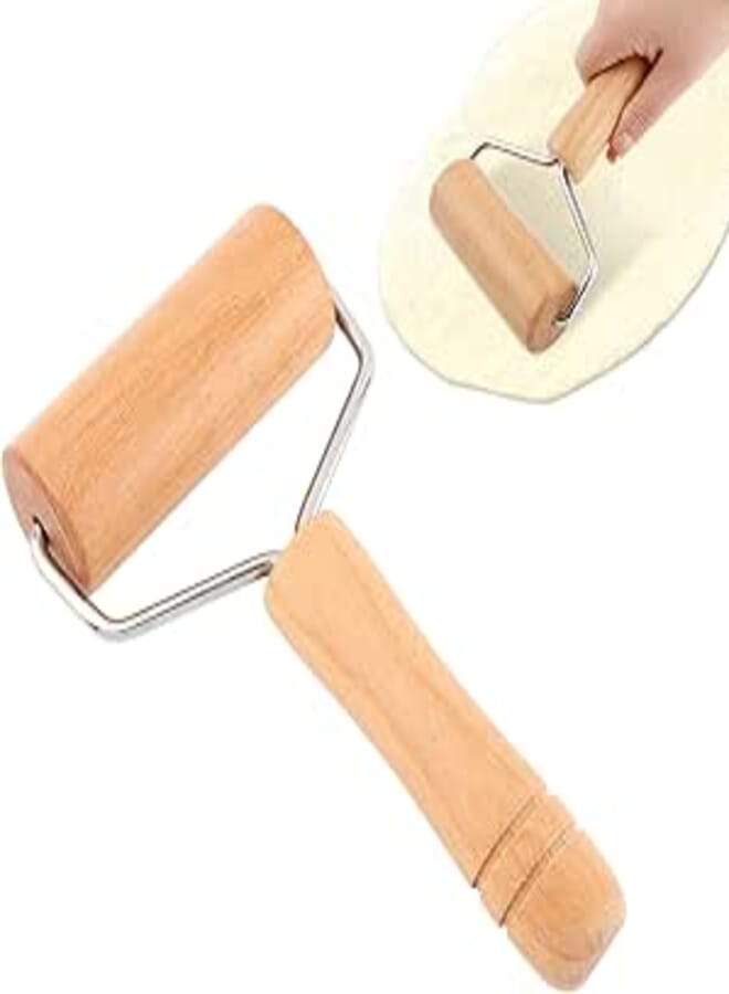 Small Rolling Pin Pizza Roller, Wooden Dough Roller Non-Stick T-Type, Dough Baker Roller Set for Home Kitchen Baking Cooking