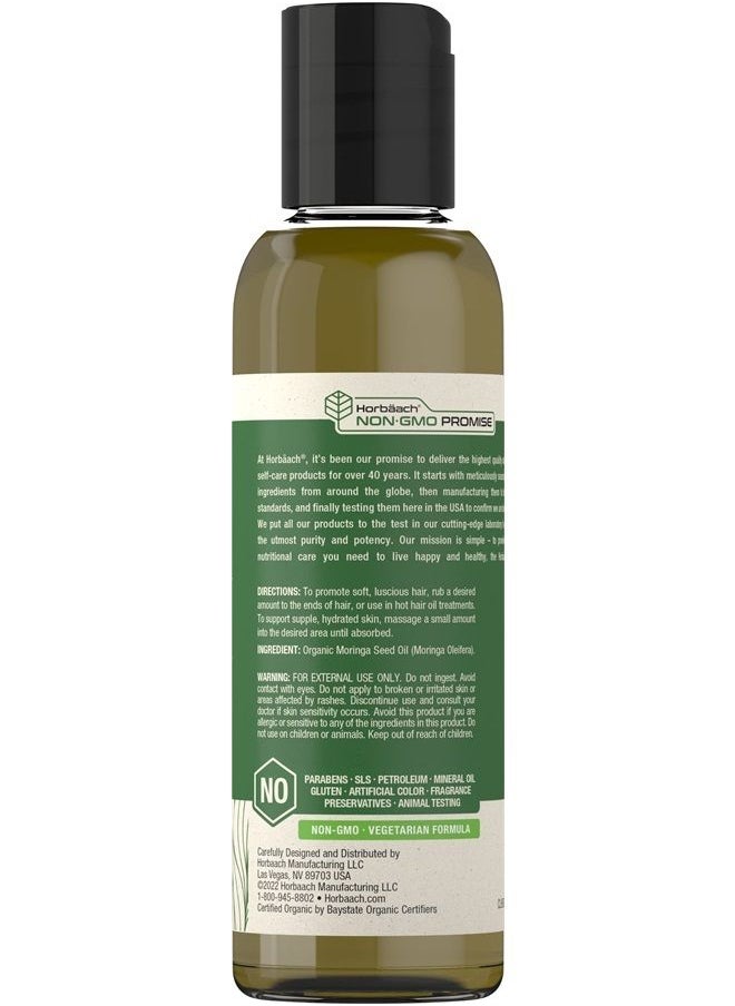 Horbäach - Organic Moringa Oil | 4 fl oz | for Face, Hair, and Skin | 100% Therapeutic Grade | Paraben Free, Sulfate Free, Non-GMO | By Horbaach - Image 1