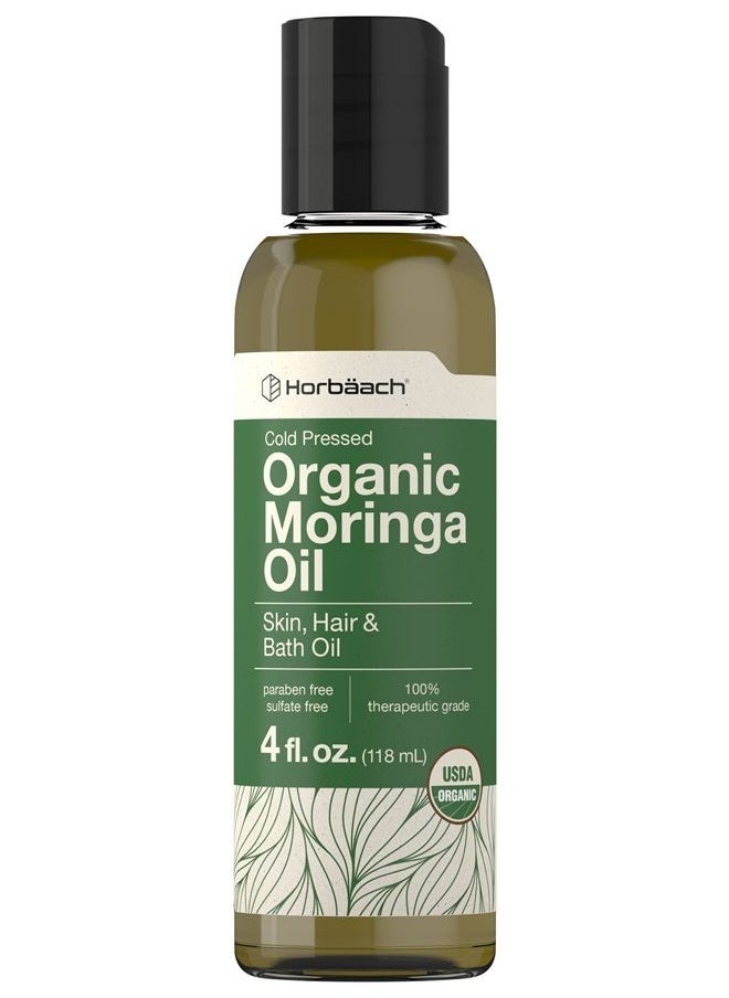 Horbäach - Organic Moringa Oil | 4 fl oz | for Face, Hair, and Skin | 100% Therapeutic Grade | Paraben Free, Sulfate Free, Non-GMO | By Horbaach - Image 1