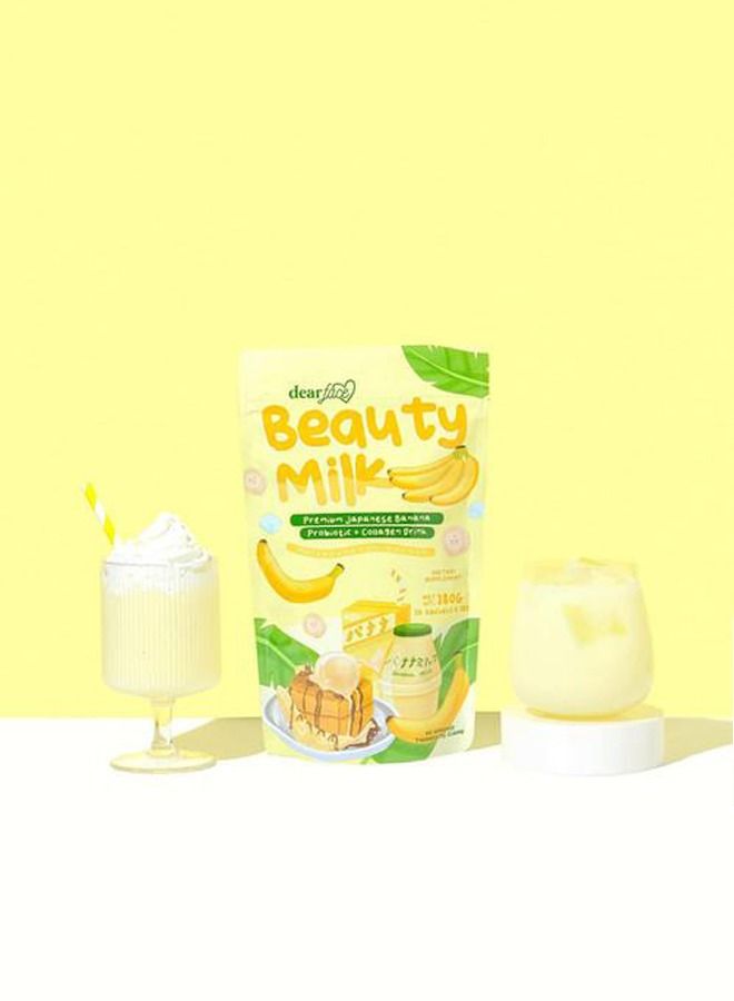 dear face Beauty Milk Premium Japanese Banana Probiotic + Collagen Drink 10 Sachets x 18g - Image 2