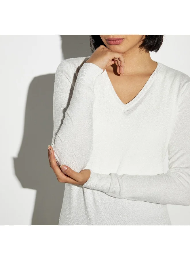 2Xtremz 2Xtremz Textured Sweater with V-neck and Long Sleeves