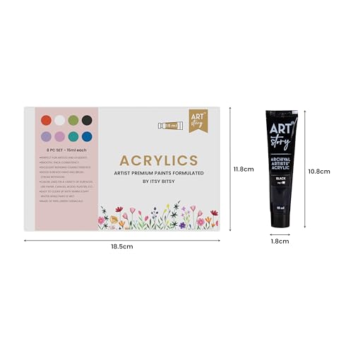 itsy-bitsy Itsy Bitsy Art Story Artists Acrylic Paint Set - Pastel, 8 Colours X 15ml each| for Paper, Canvas, MDF, Wall, Glass, Plastic, Metal, Terracotta | Premium Multi Surface paint for DIY Art & Craft | For Beginners, Students, Adults - Image 2