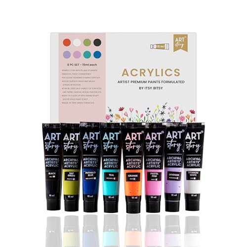 itsy-bitsy Itsy Bitsy Art Story Artists Acrylic Paint Set - Pastel, 8 Colours X 15ml each| for Paper, Canvas, MDF, Wall, Glass, Plastic, Metal, Terracotta | Premium Multi Surface paint for DIY Art & Craft | For Beginners, Students, Adults - Image 1