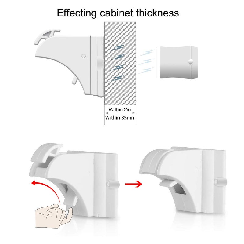 في ماسي Child Safety Magnetic Cabinet Locks -  4 Pack Adhesive Baby Proofing Cabinets  Drawers Latches - Image 3