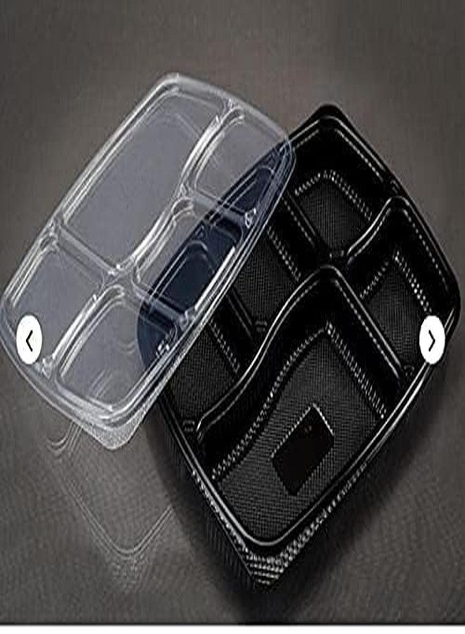 SURAKO COLLECTIONS Microwave Safe 5 Compartment Meal Tray with lid for Dinner, Lunch | Made of 100% BPA Free Food Virgin Plastic Black (Pack of 10) - Image 5
