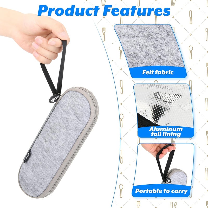 CM COSMOS Portable Travel Felt Tableware Carrying Storage Case Zipper Bag for Cutlery Kit Flatware Chopsticks Spoon Fork in Camping Travel Picnic Office - Image 3