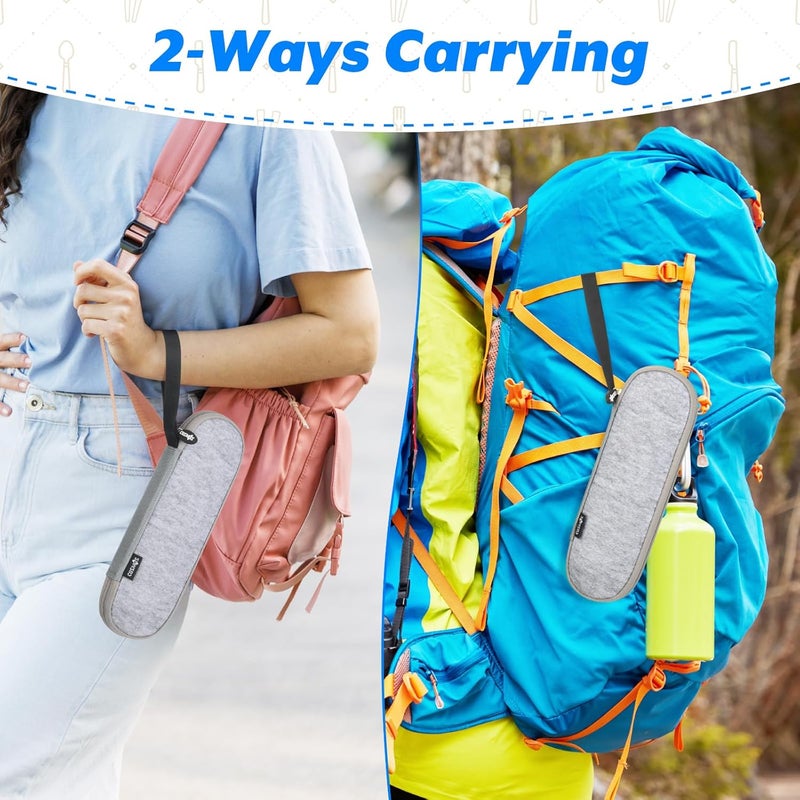 CM COSMOS Portable Travel Felt Tableware Carrying Storage Case Zipper Bag for Cutlery Kit Flatware Chopsticks Spoon Fork in Camping Travel Picnic Office - Image 5