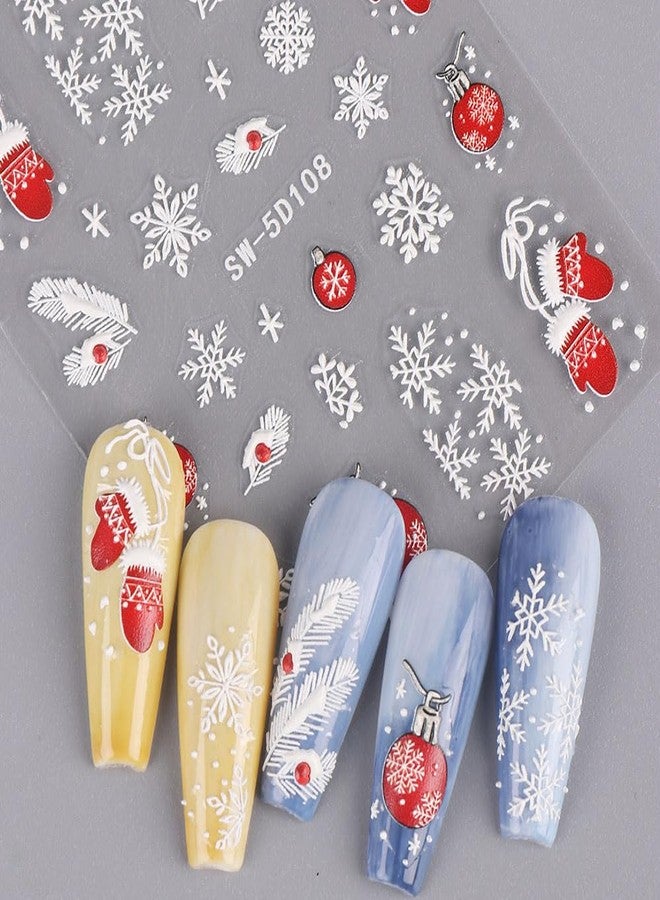 JALIYA 5D Embossed Christmas Nail Stickers - Cartoon Bells, Snowflake Decals for Winter Nail Designs - Self-Adhesive Art Decorations for Women - Image 5
