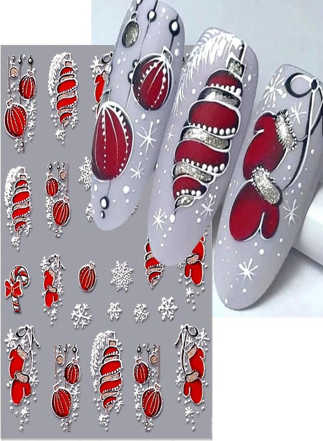 JALIYA 5D Embossed Christmas Nail Stickers - Cartoon Bells, Snowflake Decals for Winter Nail Designs - Self-Adhesive Art Decorations for Women - Image 4