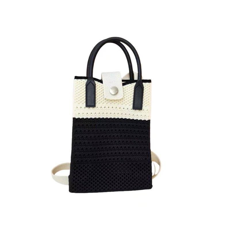 Knitted Mobile Phone Bag New Hollow Striped Color Matching Ethnic Leisure Style Fashion Leisure Joker Daily Commuting - Image 4