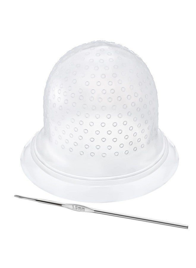 FRIUSATE FRIUSATE Hair Coloring Highlighting Cap, 2 Pieces Silicone Highlight Cap Pull Through Caps Hair Coloring Frosting Cap with Hook, Hair Highlighting Kit Gloves and Brush for Salon Tools Women Men - Image 1