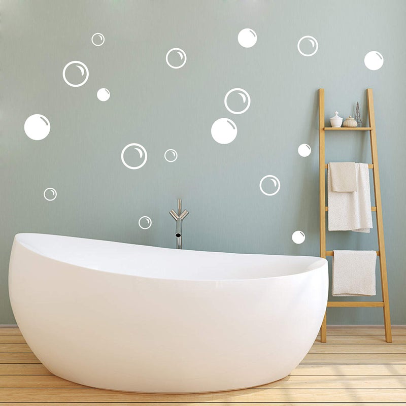 90 Large Soap Bubbles Wall Decals Bathroom Decals Wall Art Vinyl Stivkers for Bathroom Bedroom Nursery Decor A35 White