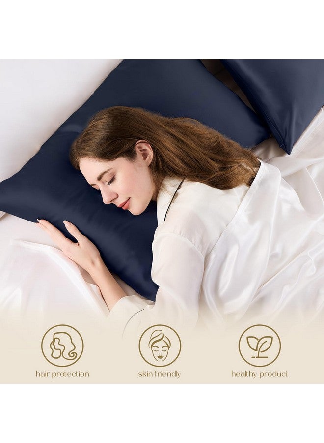 ZIMASILK ZIMASILK 100% Pure Mulberry Silk Pillowcase for Hair and Skin Health,Soft and Smooth,Both Sides Premium Grade 6A Silk,600 Thread Count,with Hidden Zipper,1pc(Standard 20''x26'',Navy Blue) - Image 4