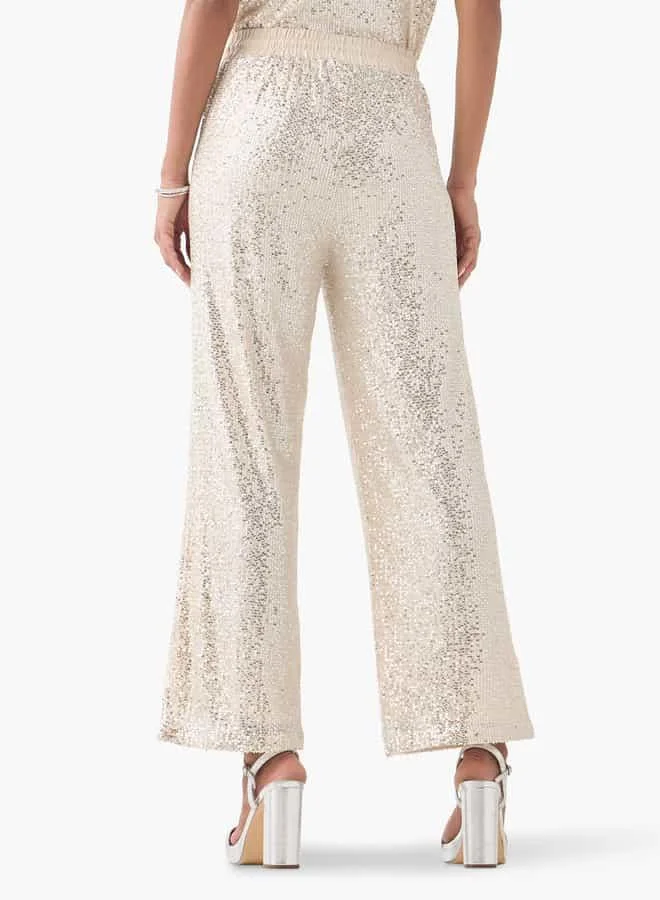 2Xtremz 2Xtremz Embellished Wide Leg Pants with Drawstring Closure