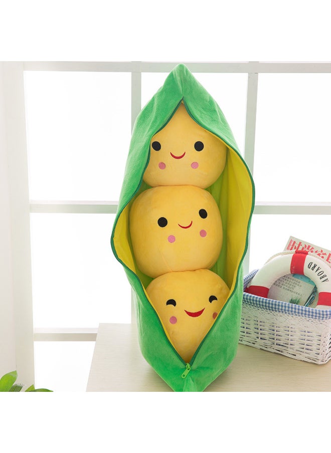 Generic - Cute Pea Pod Plush Toy Doll Couple Sleeping Pillow Valentine's Day Gift-Color:Yellow Beans-Height:25cm - Image 1
