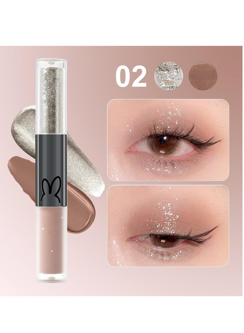 SYOSI Liquid Glitter Matte Eyeshadow Liquid Glitter Eyeliner and Matte Cream Eyeshadow 2 in 1, Quick Drying Easy to Apply Long Lasting Korean Shimmer Matte Eyeshadow Eye Makeup - Image 2