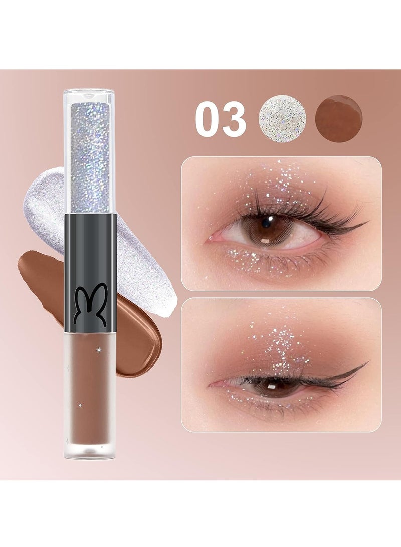 SYOSI Liquid Glitter Matte Eyeshadow Liquid Glitter Eyeliner and Matte Cream Eyeshadow 2 in 1, Quick Drying Easy to Apply Long Lasting Korean Shimmer Matte Eyeshadow Eye Makeup - Image 3