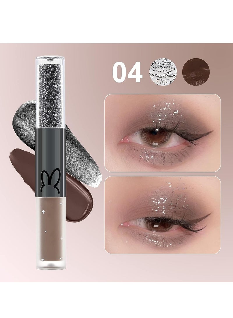 SYOSI Liquid Glitter Matte Eyeshadow Liquid Glitter Eyeliner and Matte Cream Eyeshadow 2 in 1, Quick Drying Easy to Apply Long Lasting Korean Shimmer Matte Eyeshadow Eye Makeup - Image 5