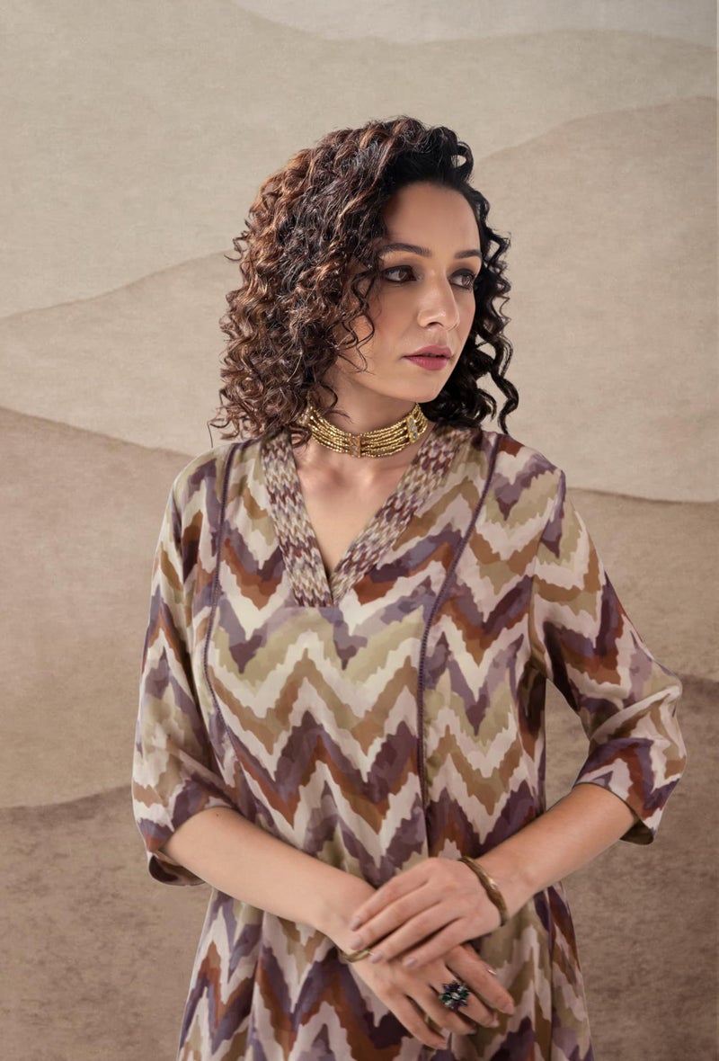 Toochki Dress for Women | Kurti Set for Women's | Anarkali Fit & Flared Kurtas for Woman | Cotton Kurtis for Woman's | Kurta with Palazzo | Ethnic Salwar Suits Sets Dress Brown - Image 5