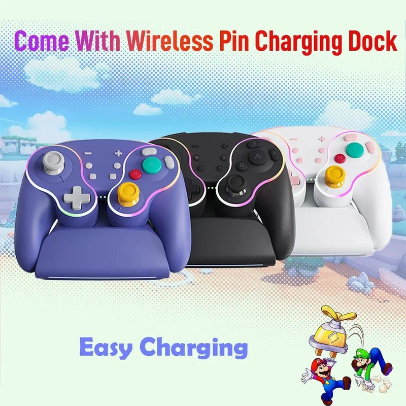 LinYuvo Ks62 Wireless Controller with Charging Dock for PC Switch / Lite / Oled and Android, Retro GameCube Buttons, Purple - Image 5