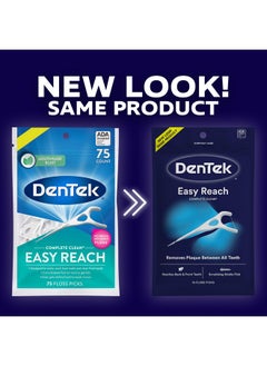 Dentek DenTek Complete Clean Easy Reach Floss Picks, No Break & No Shred Floss, 75 Count (Package May Vary)  - Image 2