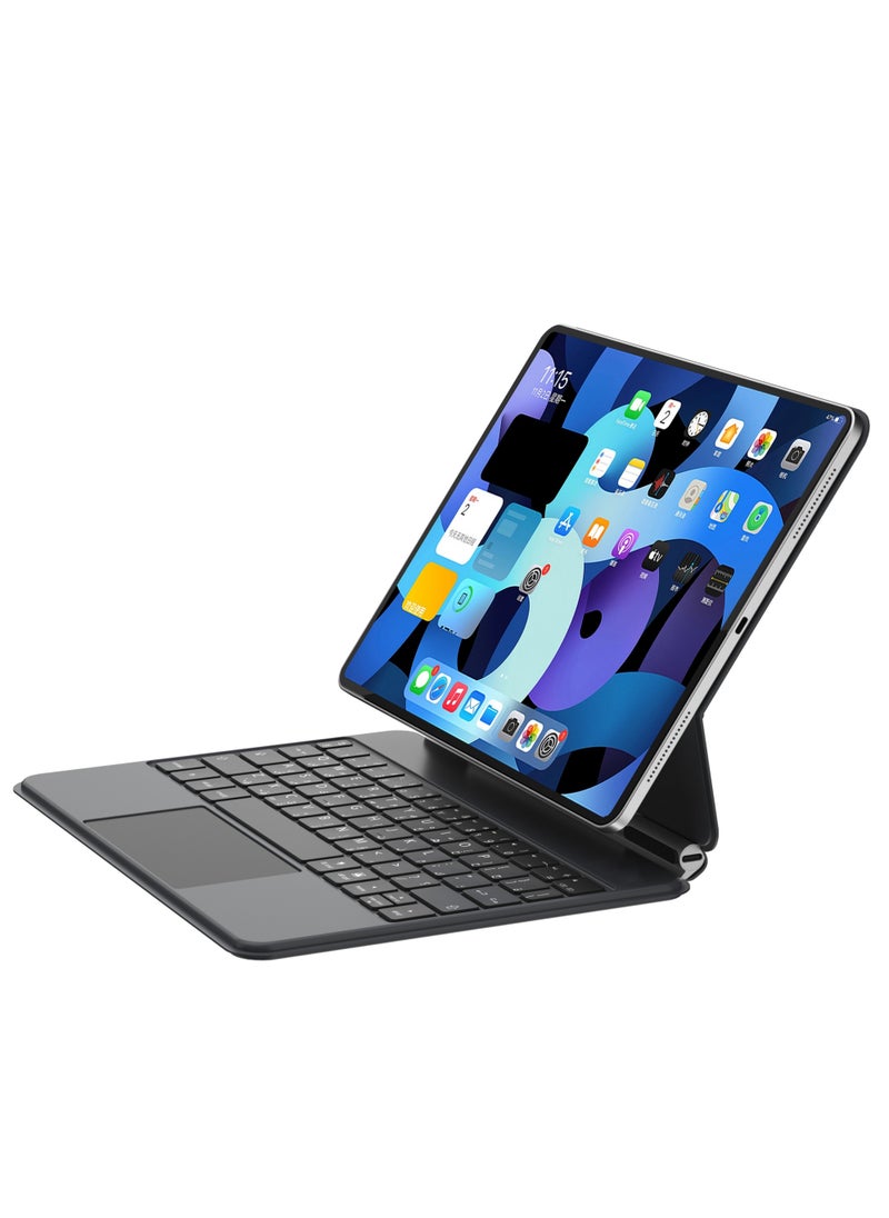 Rock Pow - Arabic and English Keyboard Case Compatible with IPad Pro 11 Inch 2024 (M4 5th Gen) Magnetic Touchpad Keyboard Case with Auto Sleep/Wake For iPad Pro 11 inch 2024 Model Numbers: A2836 / A2837 / A3006 - Image 1