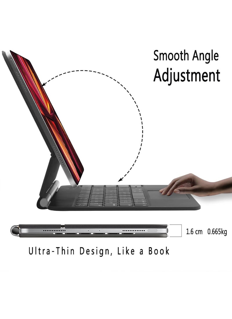 Rock Pow - Arabic and English Keyboard Case Compatible with IPad Pro 11 Inch 2024 (M4 5th Gen) Magnetic Touchpad Keyboard Case with Auto Sleep/Wake For iPad Pro 11 inch 2024 Model Numbers: A2836 / A2837 / A3006 - Image 1