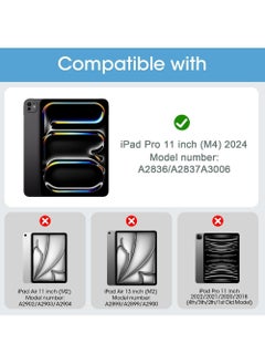 روك بو حافظة لوحة مفاتيح باللغة العربية والإنجليزية متوافقة مع جهاز iPad Pro 11 بوصة 2024 (M4 الجيل الخامس) حافظة لوحة مفاتيح تعمل باللمس مغناطيسية مع وضع السكون/التنشيط التلقائي لجهاز iPad Pro 11 بوصة 2024 أرقام الطراز: A2836 / A2837 / A3006  - Image 2